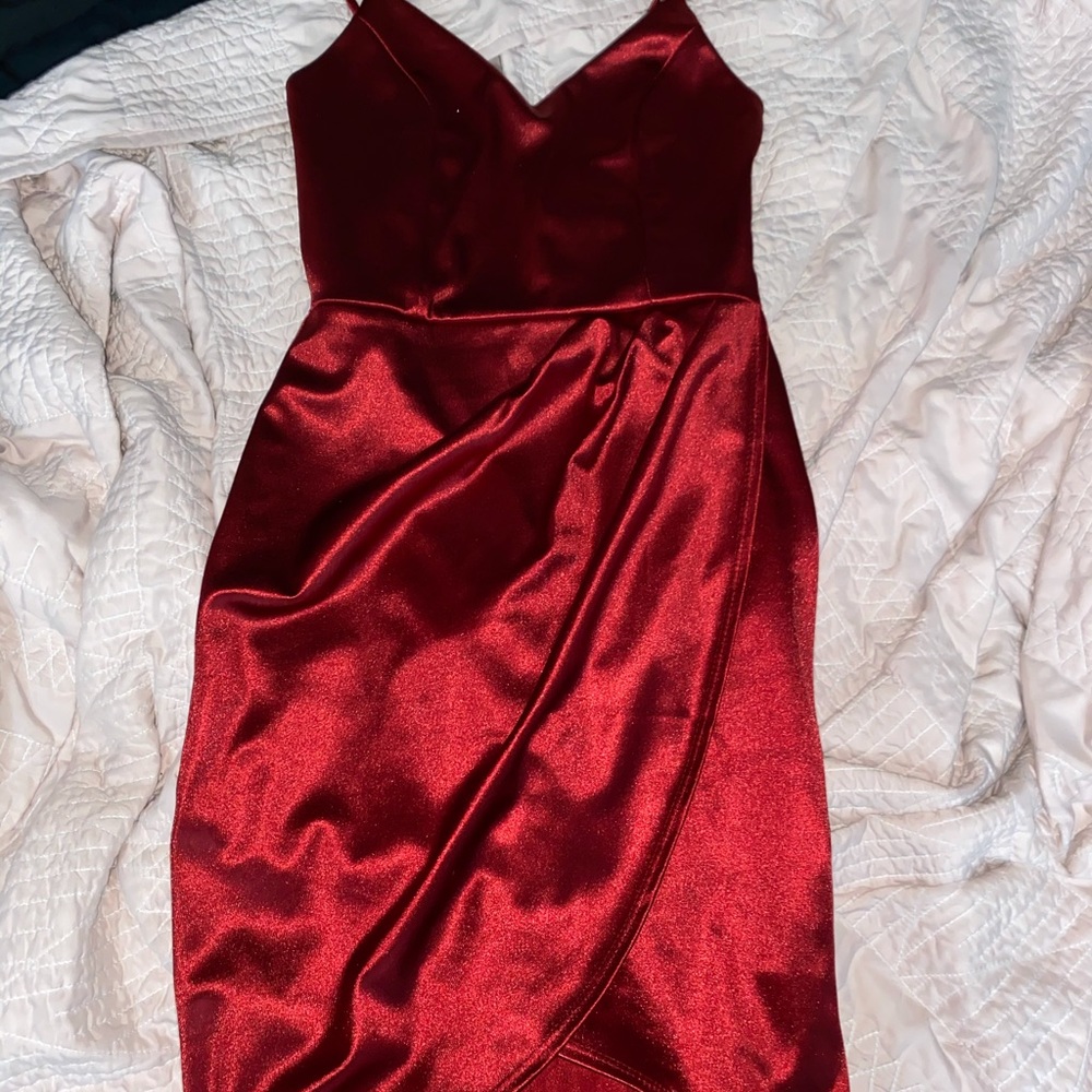 Lulu’s satin, wrap dress